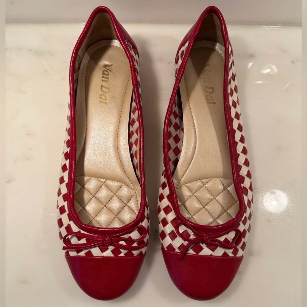 Red and White Women's Flats